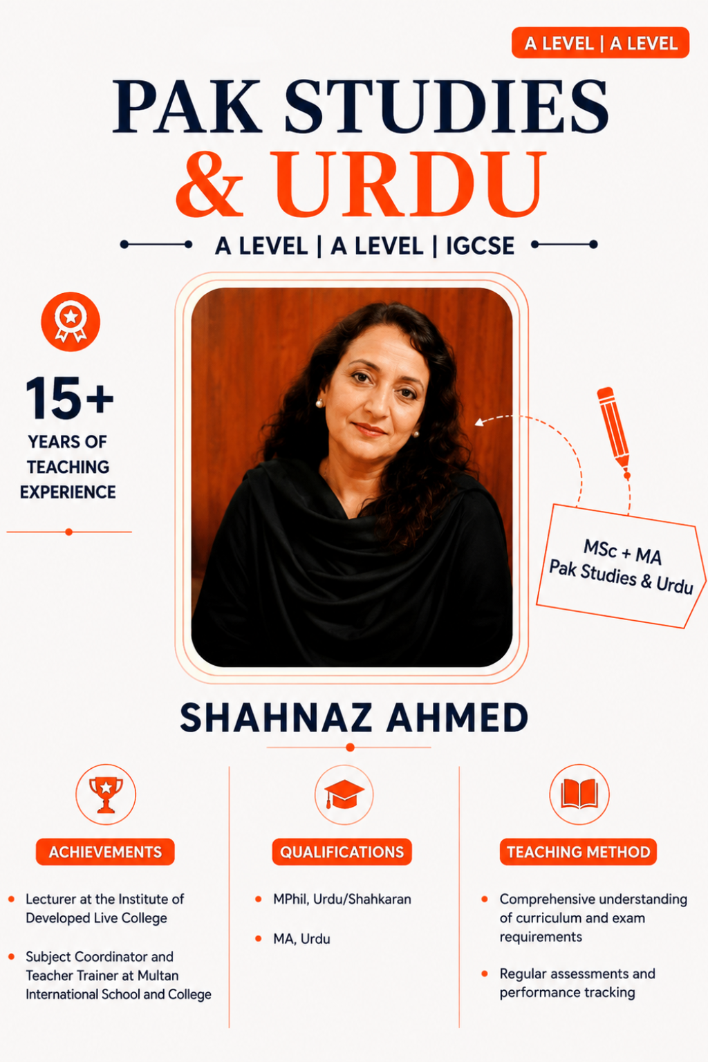 Shahnaz Ahmad — O Levels | Language teacher at The Class